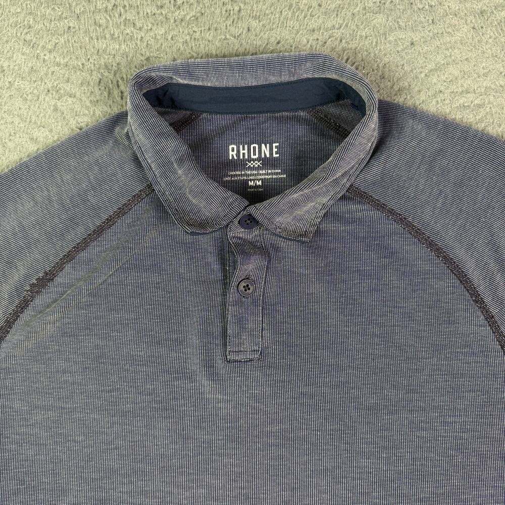 Rhone Delta Pique Polo Shirt Mens M Purple Performance Stretch Golf Mesh